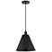 Edison Cone 12" Wide Matte Black Corded Mini Pendant w/ Matte Black Sh