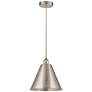 Edison Cone 12"W Brushed Nickel Corded Mini Pendant w/ Brushed Nickel