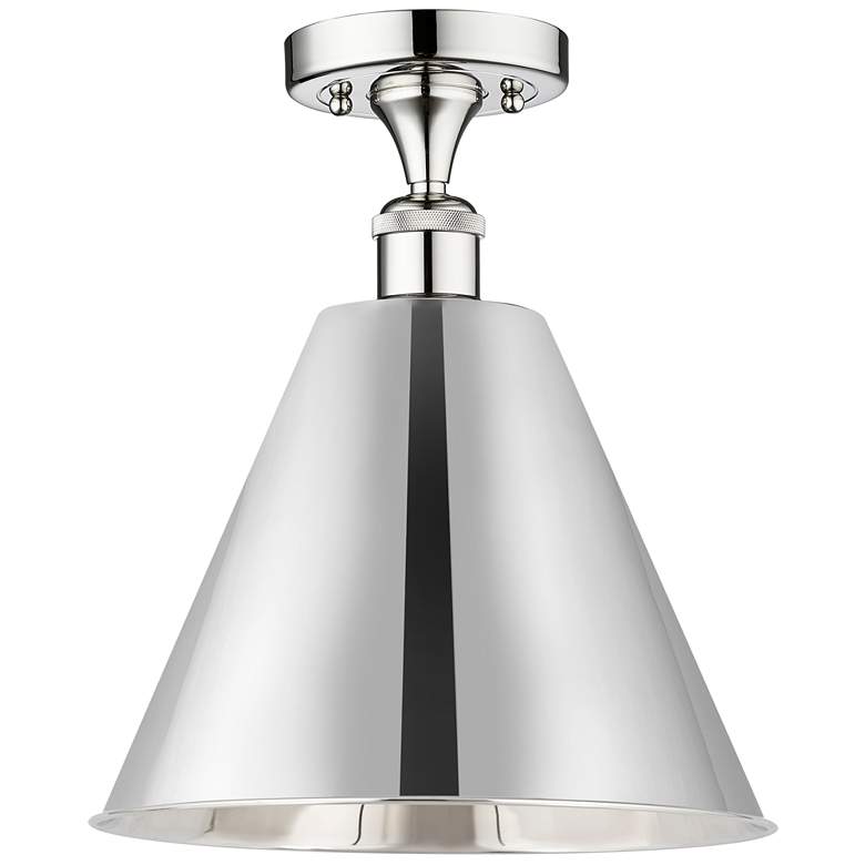 Image 1 Edison Cone 12"W Polished Chrome Semi.Flush Mount w/ Polished Chrome S