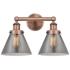 Edison Cone 15.5"W 2 Light Copper Bath Light With Smoke Shade