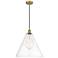 Edison Cone 16" Brushed Brass Cord Hung Pendant w/ Clear Shade