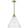 Edison Cone 16" Brushed Brass Cord Hung Pendant w/ Seedy Shade