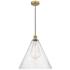 Edison Cone 16" Brushed Brass Cord Hung Pendant w/ Seedy Shade