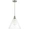 Edison Cone 16" Brushed Satin Nickel Cord Hung Pendant w/ Clear Shade