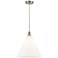 Edison Cone 16" Brushed Satin Nickel Cord Hung Pendant w/ Matte White