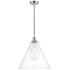Edison Cone 16" Polished Chrome Cord Hung Pendant w/ Clear Shade