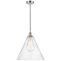 Edison Cone 16" Polished Chrome Cord Hung Pendant w/ Seedy Shade