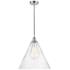 Edison Cone 16" Polished Chrome Cord Hung Pendant w/ Seedy Shade