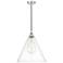 Edison Cone 16" Polished Nickel Cord Hung Pendant w/ Clear Shade