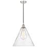 Edison Cone 16" Polished Nickel Cord Hung Pendant w/ Seedy Shade