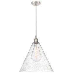 Edison Cone 16" Polished Nickel Cord Hung Pendant w/ Seedy Shade