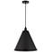 Edison Cone 16" Wide Matte Black Corded Mini Pendant w/ Matte Black Sh