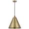Edison Cone 16"W Antique Brass Corded Mini Pendant w/ Antique Brass Sh