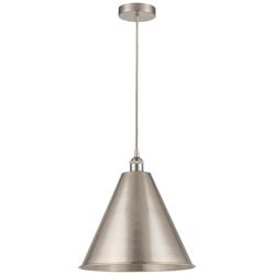 Edison Cone 16"W Brushed Nickel Corded Mini Pendant w/ Brushed Nickel
