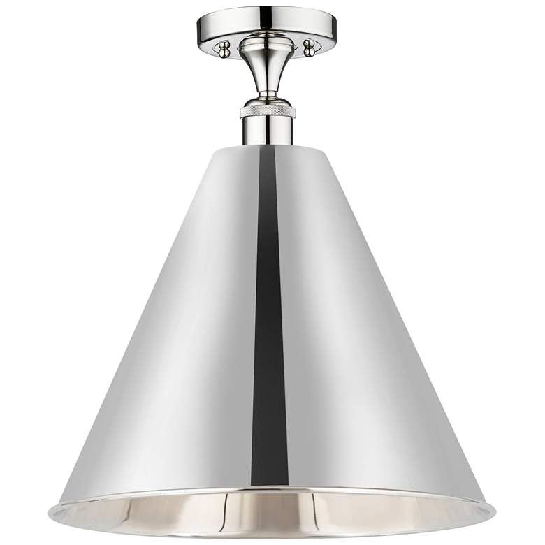 Image 1 Edison Cone 16"W Polished Chrome Semi.Flush Mount w/ Polished Chrome S