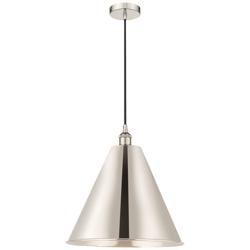 Edison Cone 16"W Polished Nickel Corded Mini Pendant w/ Nickel Shade