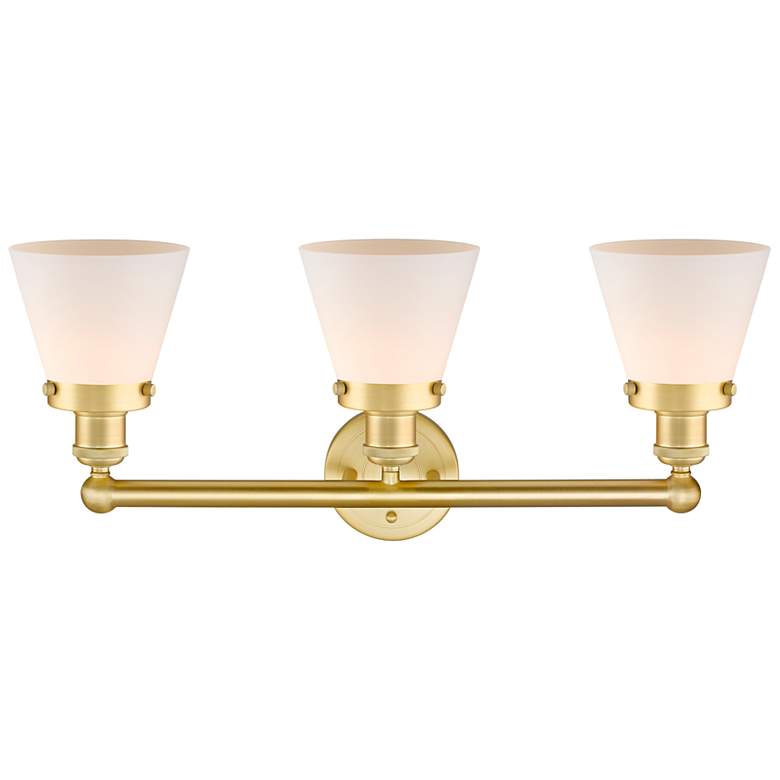 Image 2 Edison Cone 24 1/4"W Satin Gold 3-Light Vanity Bath Light more views