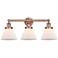 Edison Cone 25.75"W 3 Light Antique Copper Bath Light With White Shade