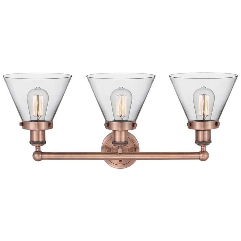 Image 2 Edison Cone 25 3/4" Wide Antique Copper 3-Light Bath Light more views