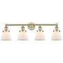 Edison Cone 33.5"W 4 Light Antique Brass Bath Vanity Light With White