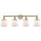 Edison Cone 33.5"W 4 Light Antique Brass Bath Vanity Light With White