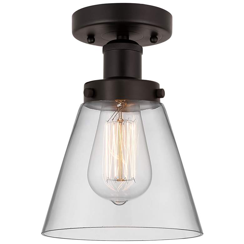 Image 1 Edison Cone 7" Oil Rubbed Bronze Semi Flush Mount w/ Clear Shade