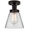 Edison Cone 7" Oil Rubbed Bronze Semi Flush Mount w/ Clear Shade