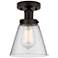 Edison Cone 7" Oil Rubbed Bronze Semi Flush Mount w/ Seedy Shade