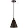 Edison Cone 8" Wide Bronze Corded Mini Pendant w/ Bronze Shade