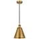 Edison Cone 8" Wide Brushed Brass Corded Mini Pendant w/ Matte Black S