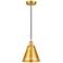 Edison Cone 8" Wide Satin Gold Corded Mini Pendant w/ Matte Black Shad
