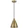 Edison Cone 8"W Antique Brass Corded Mini Pendant w/ Antique Brass Sha