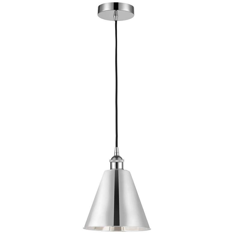 Image 1 Edison Cone 8"W Chrome Corded Mini Pendant w/ Chrome Shade