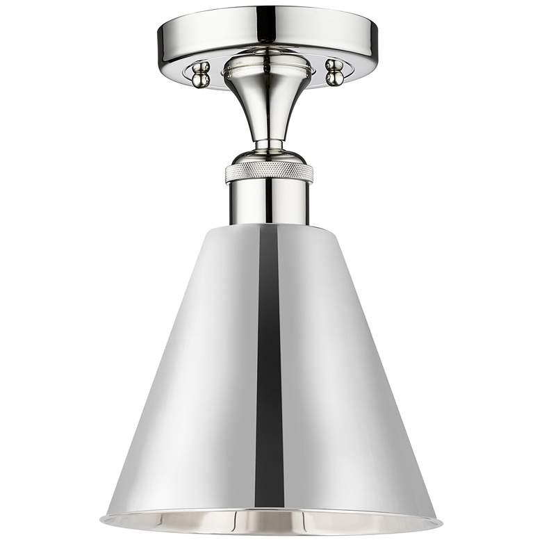 Image 1 Edison Cone 8"W Polished Chrome Semi.Flush Mount w/ Polished Chrome Sh