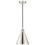 Edison Cone 8"W Polished Nickel Corded Mini Pendant w/ Nickel Shade