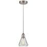 Edison Conesus 6" Brushed Nickel Corded Mini Pendant w/ Clear Crackle 