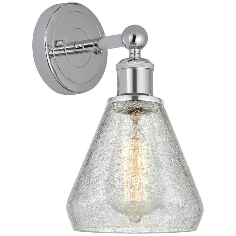 Image 1 Edison Conesus 6 inch Polished Chrome Sconce w/ Clear Crackle Shade