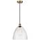 Edison Dome 12" Antique Brass Cord Hung Mini Pendant w/ Seedy Shade