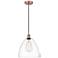 Edison Dome 12" Antique Copper Cord Hung Mini Pendant w/ Clear Shade