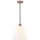 Edison Dome 12" Antique Copper Cord Hung Mini Pendant w/ Matte White S