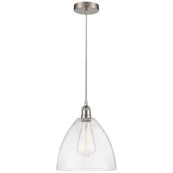 Edison Dome 12" Brushed Satin Nickel Cord Hung Mini Pendant w/ Seedy S