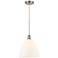 Edison Dome 12" Brushed Satin Nickel Cord Hung Mini Pendant w/ White S