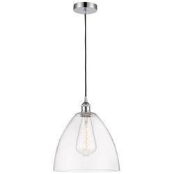 Edison Dome 12" Polished Chrome Cord Hung Mini Pendant w/ Clear Shade