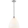 Edison Dome 12" Polished Chrome Cord Hung Mini Pendant w/ Matte White