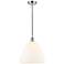 Edison Dome 12" Polished Chrome Cord Hung Mini Pendant w/ Matte White
