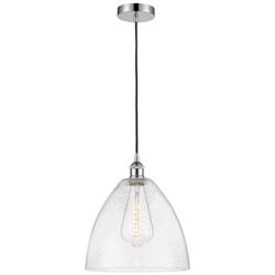 Edison Dome 12" Polished Chrome Cord Hung Mini Pendant w/ Seedy Shade