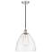 Edison Dome 12" Polished Nickel Cord Hung Mini Pendant w/ Clear Shade