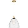 Edison Dome 12" Satin Gold Cord Hung Mini Pendant w/ Seedy Shade