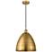 Edison Dome 12" Wide Brushed Brass Corded Mini Pendant w/ Matte Black 
