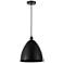 Edison Dome 12" Wide Matte Black Corded Mini Pendant w/ Matte Black Sh